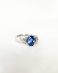 A pedido - Anillo Zafiro Oval en Grifa 5x7 mm y Brillantes