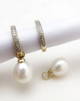 A pedido - Aros Argollas Diamantes y Perlas colgantes Gold