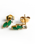 A pedido - Aros Stud Esmeralda y Topacio Navette Gold
