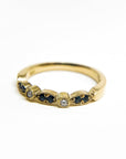 A pedido - Anillo Cintillo Zafiros y Diamantes en Bisel