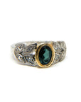 A pedido - Anillo Turmalina Verde Oval Bisel Hojas