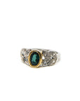 A pedido - Anillo Turmalina Verde Oval Bisel Hojas