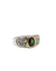 A pedido - Anillo Turmalina Verde Oval Bisel Hojas