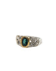 A pedido - Anillo Turmalina Verde Oval Bisel Hojas