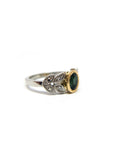 A pedido - Anillo Turmalina Verde Oval Bisel Hojas