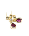 A pedido - Aros Colgantes Rubí Pera y Diamantes Bisel