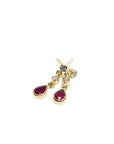 A pedido - Aros Colgantes Rubí Pera y Diamantes Bisel