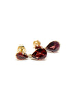 A pedido - Aros Colgantes Granate Gota Doble Gold