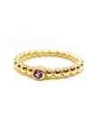 A pedido - Anillo Zafiro Rosado Redondo en Bisel 2,5 mm y argolla pelotitas