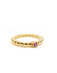 A pedido - Anillo Zafiro Rosado Redondo en Bisel 2,5 mm y argolla pelotitas