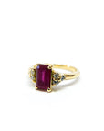 A pedido - Anillo Rubí Rectangular en Grifa y Diamantes