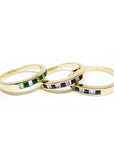 A pedido - Anillo Cintillo Rubís Princess y Diamantes Baguette en Riel