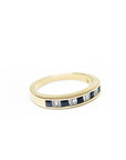 A pedido - Anillo Cintillo Rubís Princess y Diamantes Baguette en Riel
