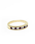 A pedido - Anillo Cintillo Rubís Princess y Diamantes Baguette en Riel