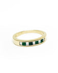 A pedido - Anillo Cintillo Rubís Princess y Diamantes Baguette en Riel