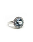 A pedido - Anillo Aguamarina Redonda en Grifa 9 mm Halo