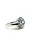 A pedido - Anillo Aguamarina Redonda en Grifa 9 mm Halo