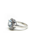 A pedido - Anillo Aguamarina Redonda en Grifa 9 mm Halo