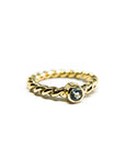 A pedido - Anillo Aguamarina Redonda en Bisel 3mm Argolla Trenzada