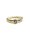 A pedido - Anillo Aguamarina Redonda en Bisel 3mm Argolla Trenzada