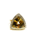 A pedido - Anillo Citrino Triangulo en Bisel Halo