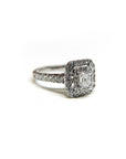 A pedido - Anillo Diamante Corte Esmeralda en Grifa Halo Doble y brillantes en argolla