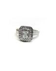 A pedido - Anillo Diamante Corte Esmeralda en Grifa Halo Doble y brillantes en argolla