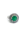 A pedido - Anillo Esmeralda Rodeada de Diamantes Modelo Halo