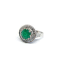 A pedido - Anillo Esmeralda Rodeada de Diamantes Modelo Halo