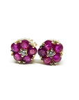 A pedido - Aros Stud Rubís Flor Gold