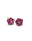 A pedido - Aros Stud Rubís Flor Gold