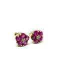 A pedido - Aros Stud Rubís Flor Gold