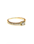 A pedido - Anillo Diamante Corte Esmeralda en Grifa y brillantes en argolla
