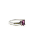 A pedido - Anillo Turmalina Rosada Rectangular Grifa y Diamantes Amarillos en argolla