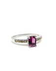 A pedido - Anillo Turmalina Rosada Rectangular Grifa y Diamantes Amarillos en argolla