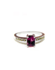 A pedido - Anillo Turmalina Rosada Rectangular Grifa y Diamantes Amarillos en argolla