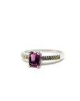 A pedido - Anillo Turmalina Rosada Rectangular Grifa y Diamantes Amarillos en argolla