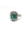 A pedido - Anillo Esmeralda Rectangular en Grifa 7x5 mm Halo doble