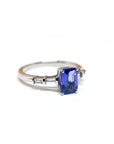 A pedido - Anillo Tanzanita Rectagular 7x4mm Grifa y Diamantes en argolla