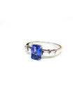 A pedido - Anillo Tanzanita Rectagular 7x4mm Grifa y Diamantes en argolla