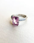 A pedido - Anillo Turmalina Rosa Rectangular Grifa 9 x 5 mm