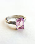 A pedido - Anillo Turmalina Rosa Rectangular Grifa 9 x 5 mm