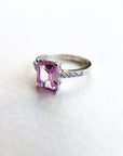 A pedido - Anillo Turmalina Rosa Rectangular Grifa 9 x 5 mm
