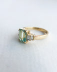 A pedido - Anillo Aguamarina Rectangular en Grifa 8 x 7 mm y Baguettes