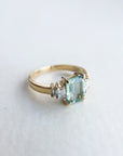 A pedido - Anillo Aguamarina Rectangular en Grifa 8 x 7 mm y Baguettes