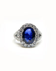 A pedido - Anillo Zafiro Oval en Grifa Halo Doble Argolla