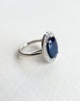A pedido - Anillo Zafiro Oval en Grifa 12 mm Halo en Grano