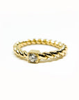 A pedido - Anillo Diamante Brillante en Bisel 0,15 ct argolla trenzada