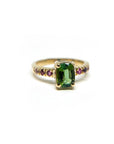 A pedido - Anillo Turmalina Verde Oval Grifa y Turmalinas Rainbow