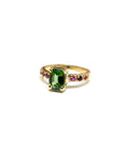 A pedido - Anillo Turmalina Verde Oval Grifa y Turmalinas Rainbow
